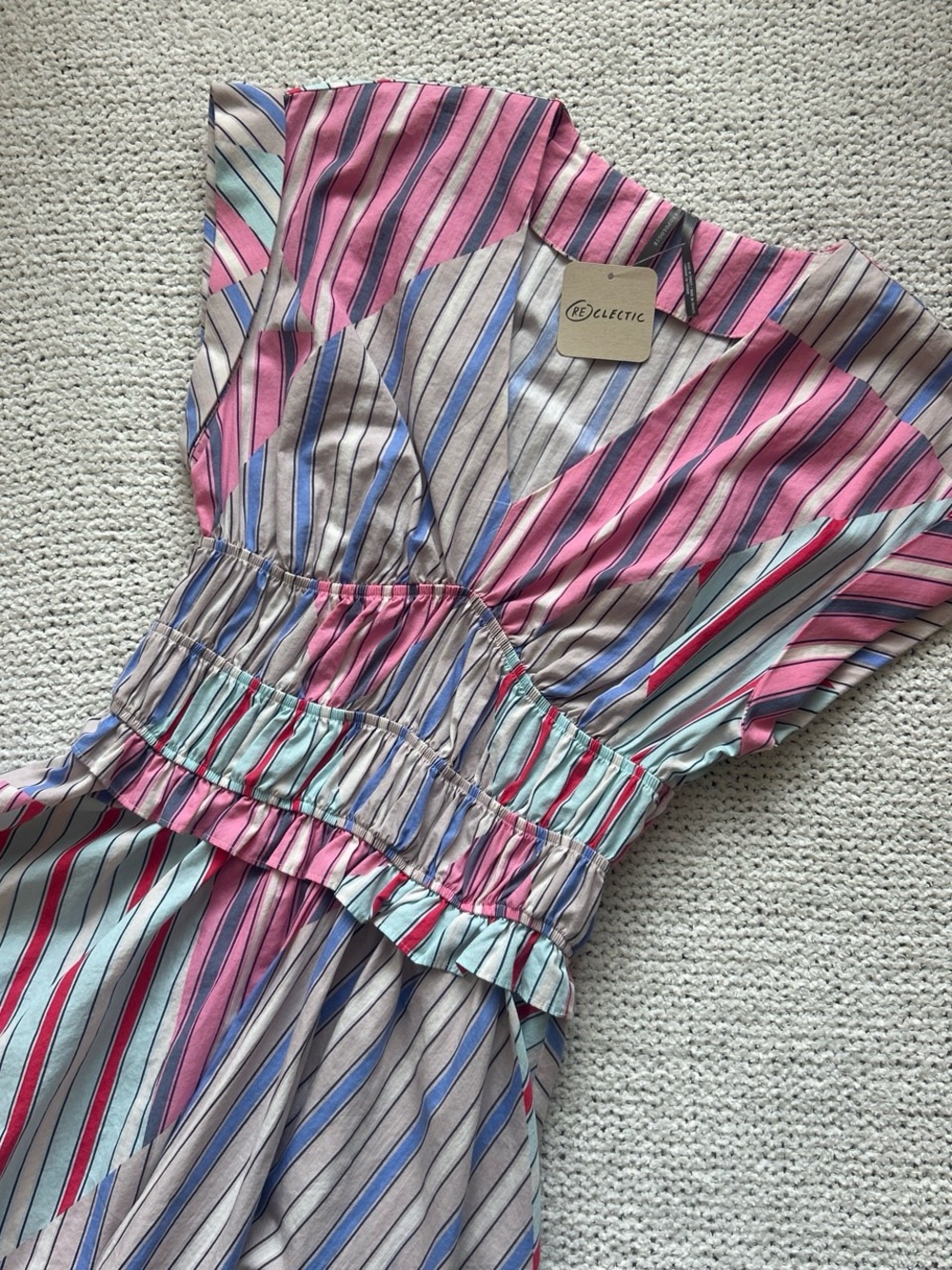 Anthropologie Striped Cinched-Waist Summer Dress XS